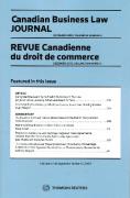 Cover of Canadian Business Law Journal / Revue Canadienne du droit de commerce
