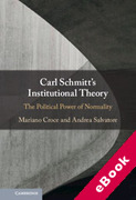 Cover of Carl Schmitt's Institutional Theory: The Political Power of Normality (eBook)