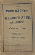 Cover of 1907 Patents and Designs. Mr. Lloyd George's Bill as Ammended: Critical Notes