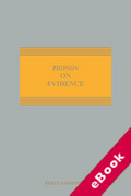 Cover of Phipson on Evidence 20th ed with 1st Supplement (eBook)
